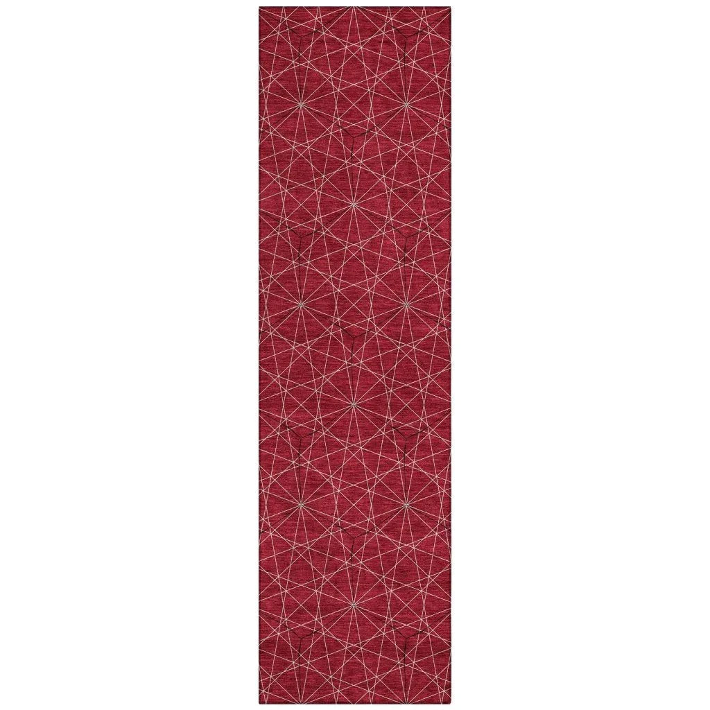 LOOMLAN Rugs Alina Red Washable Indoor-Outdoor Rug