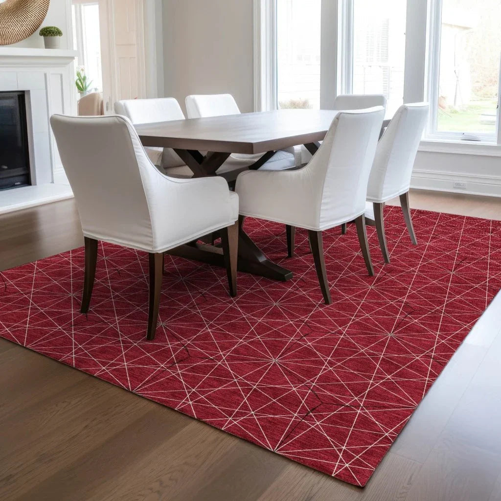 LOOMLAN Rugs Alina Red Washable Indoor-Outdoor Rug