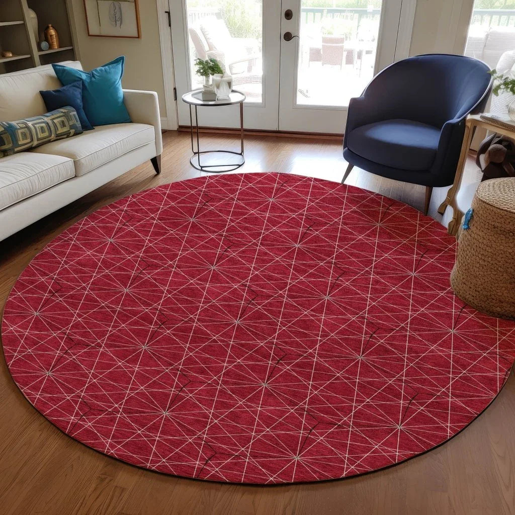 LOOMLAN Rugs Alina Red Washable Indoor-Outdoor Rug