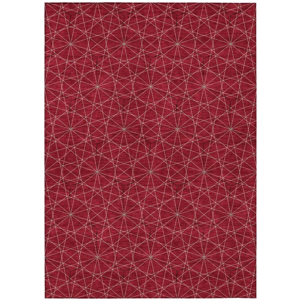 LOOMLAN Rugs Alina Red Washable Indoor-Outdoor Rug