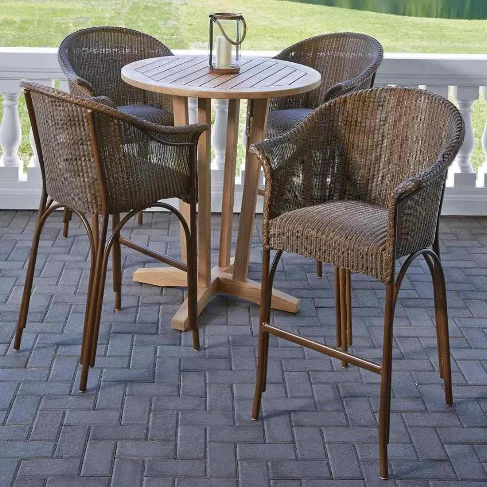 All Seasons Balcony Stool Padded Seat Wicker Outdoor - LOOMLAN - Lloyd Flanders - Outdoor Accent Chairs