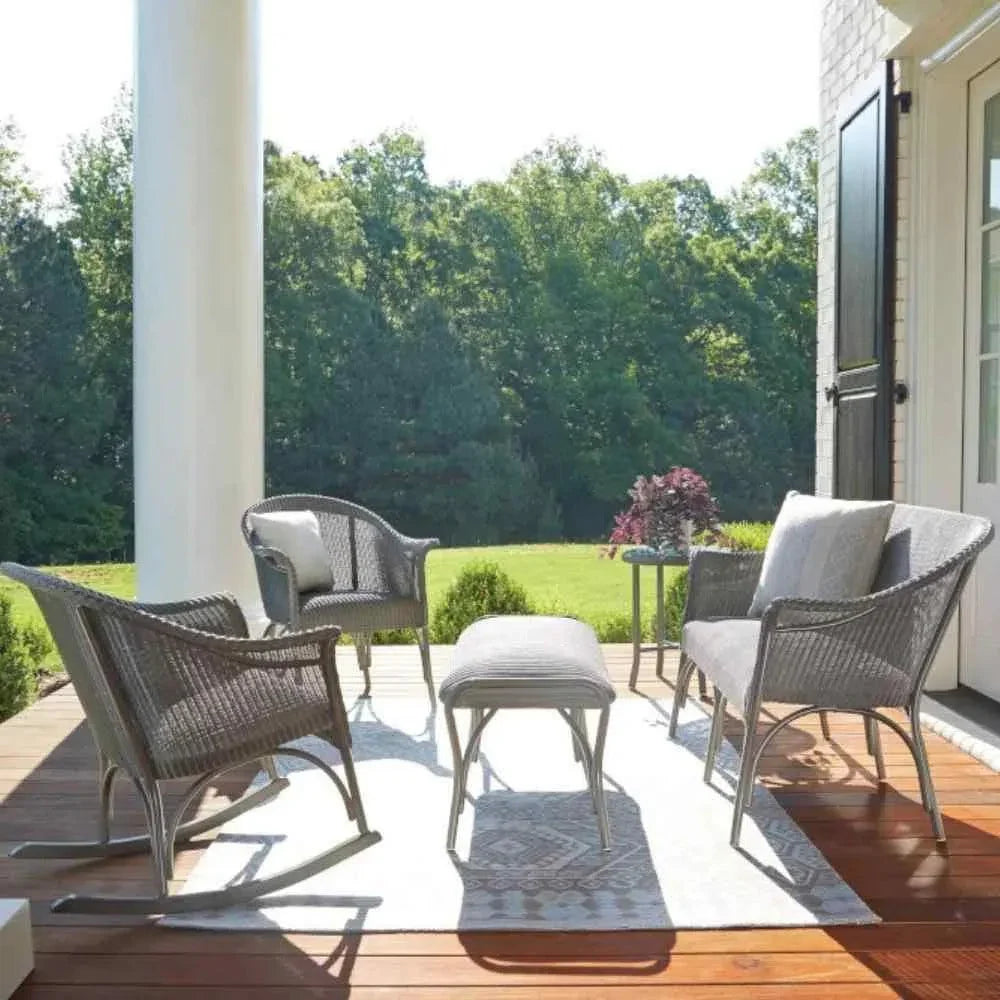 All Seasons Patio Ottoman Bench Padded Seat Outdoor - LOOMLAN - Lloyd Flanders - Outdoor Ottomans