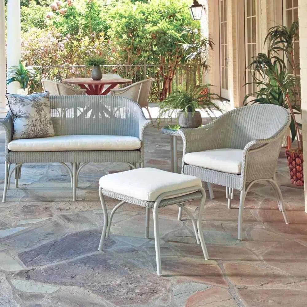All Seasons Patio Ottoman Bench Padded Seat Outdoor - LOOMLAN - Lloyd Flanders - Outdoor Ottomans