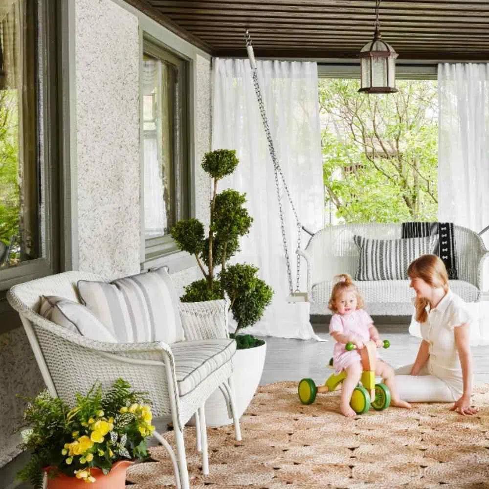 All Seasons Settee Swing Padded Seat Wicker Outdoor - LOOMLAN - Lloyd Flanders - Outdoor Swings