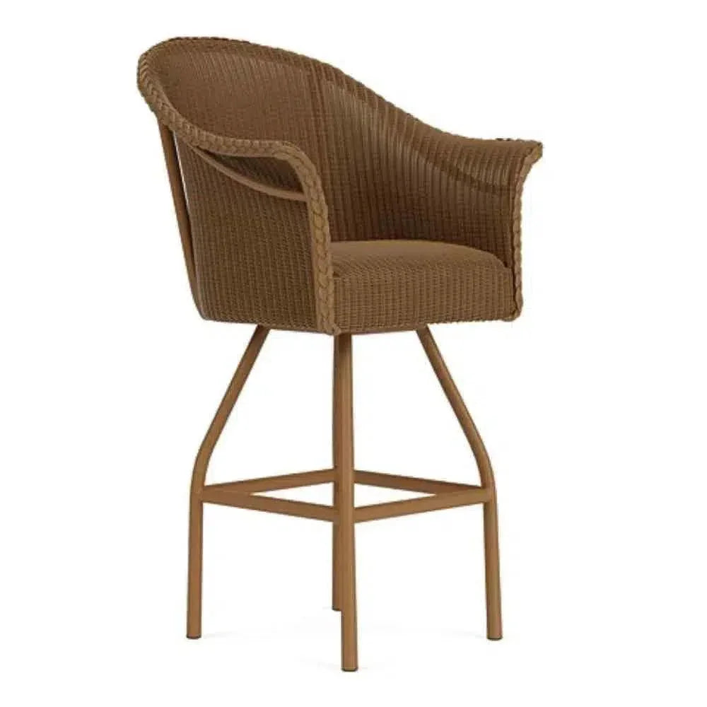 All Seasons Swivel Bar Stool Padded Seat Wicker Outdoor - LOOMLAN - Lloyd Flanders - Outdoor Bar Stools