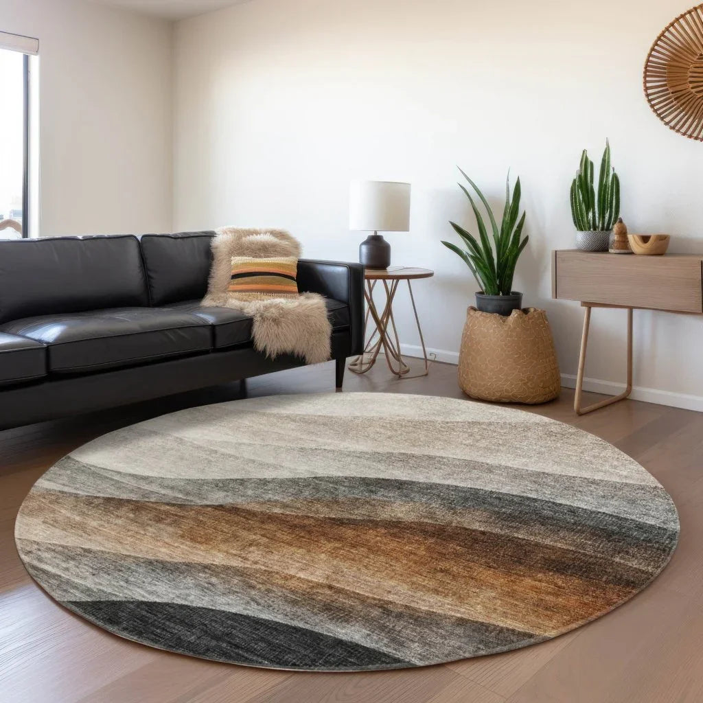 LOOMLAN Rugs Alora Brown Washable Indoor-Outdoor Rug