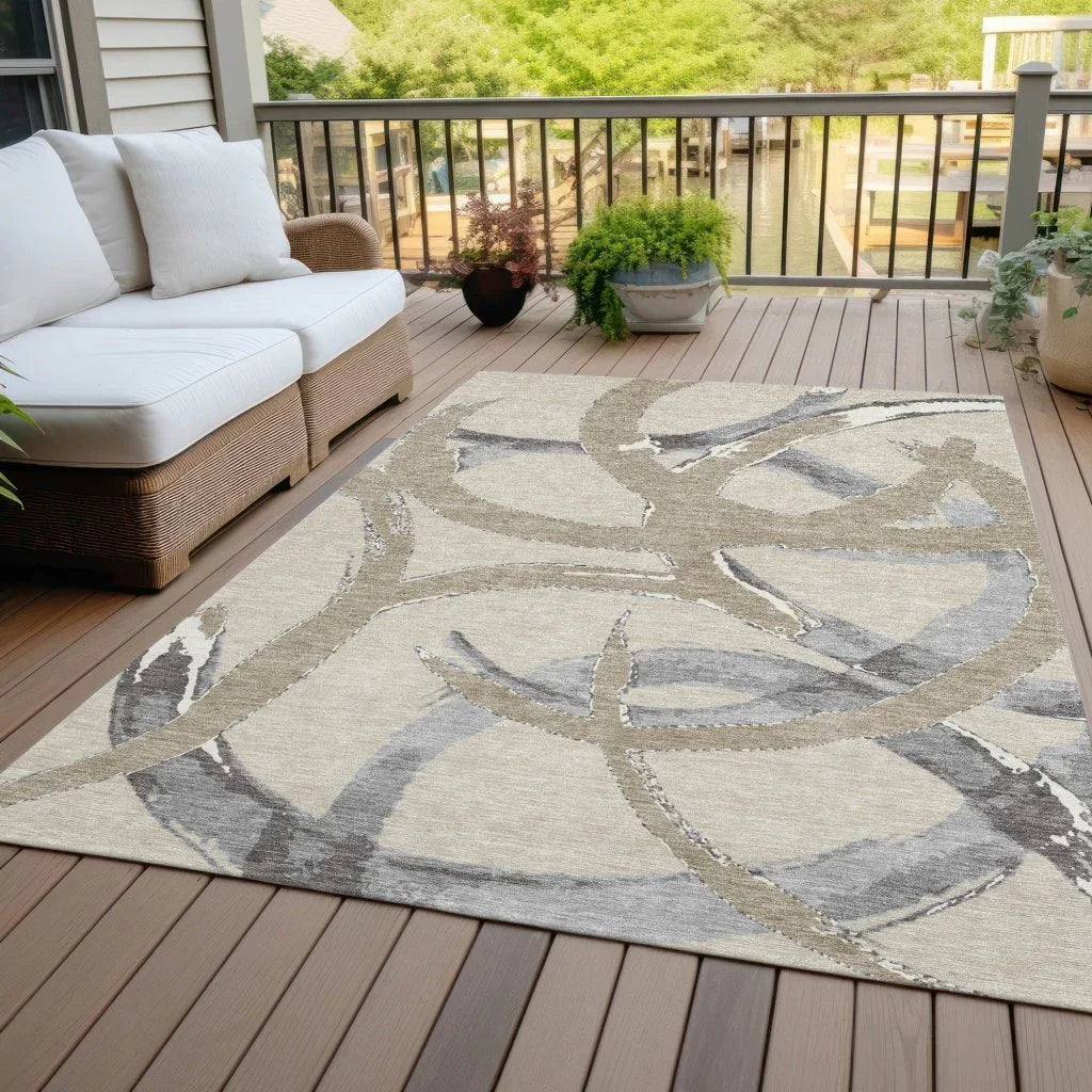 LOOMLAN Rugs Aloura Beige Washable Indoor-Outdoor Rug