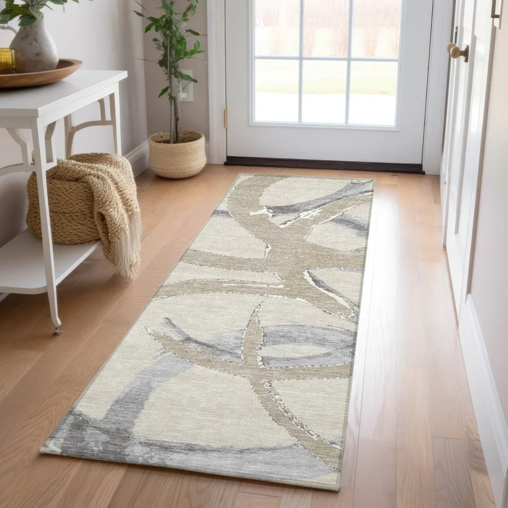 LOOMLAN Rugs Aloura Beige Washable Indoor-Outdoor Rug