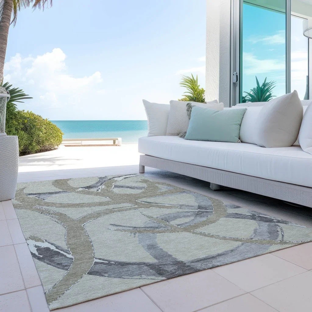 LOOMLAN Rugs Aloura Beige Washable Indoor-Outdoor Rug