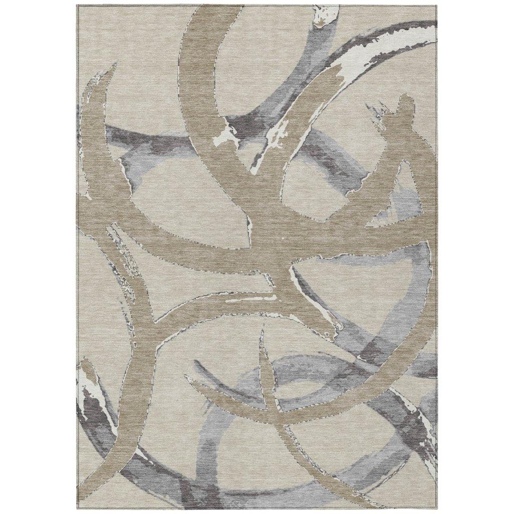 LOOMLAN Rugs Aloura Beige Washable Indoor-Outdoor Rug