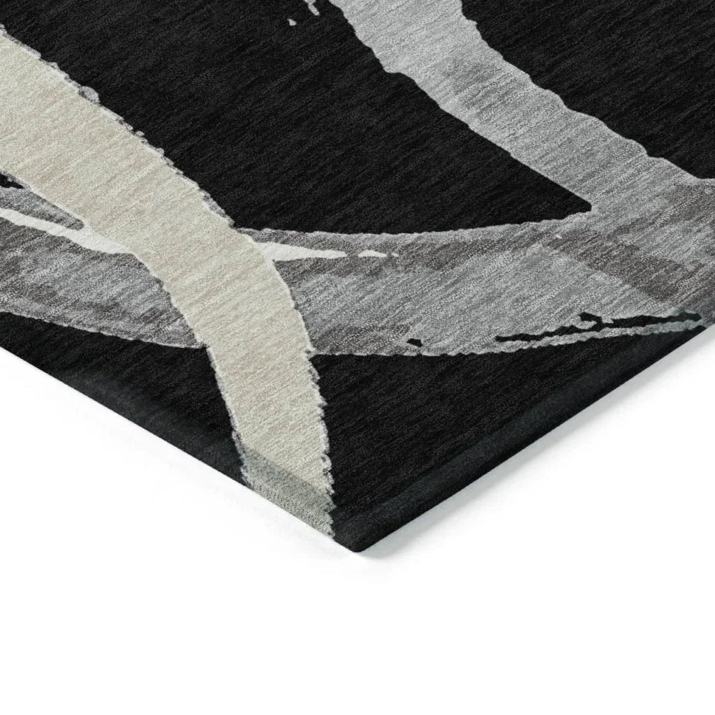 LOOMLAN Rugs Aloura Black Washable Indoor-Outdoor Rug