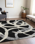 LOOMLAN Rugs Aloura Black Washable Indoor-Outdoor Rug