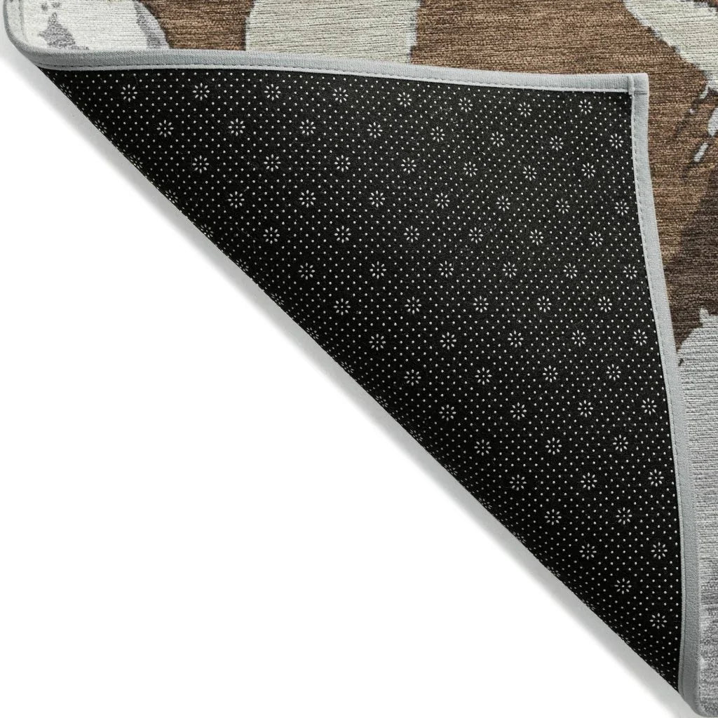 LOOMLAN Rugs Aloura Brown Washable Indoor-Outdoor Rug