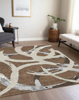 LOOMLAN Rugs Aloura Brown Washable Indoor-Outdoor Rug