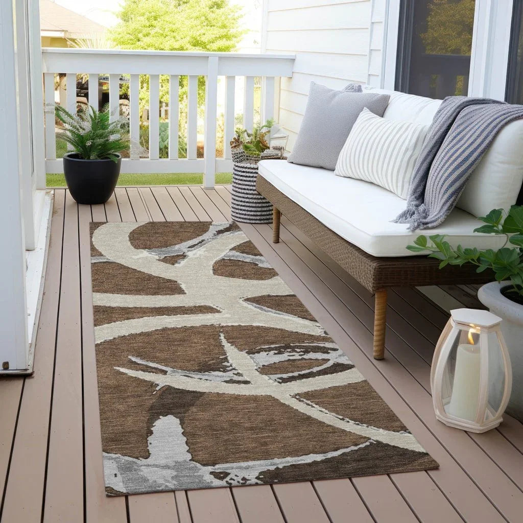 LOOMLAN Rugs Aloura Brown Washable Indoor-Outdoor Rug