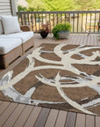 LOOMLAN Rugs Aloura Brown Washable Indoor-Outdoor Rug