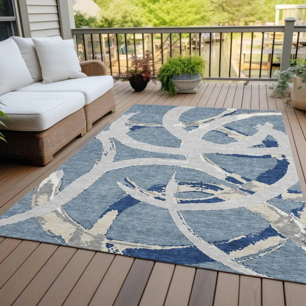 LOOMLAN Rugs Aloura Denim Washable Indoor-Outdoor Rug