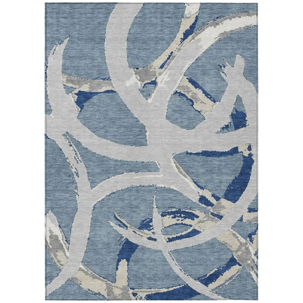 LOOMLAN Rugs Aloura Denim Washable Indoor-Outdoor Rug