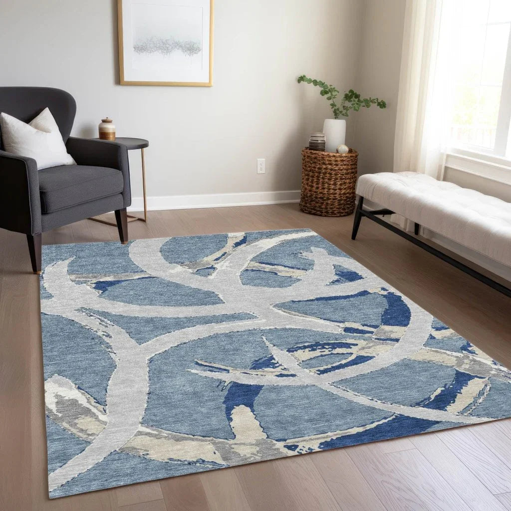 LOOMLAN Rugs Aloura Denim Washable Indoor-Outdoor Rug