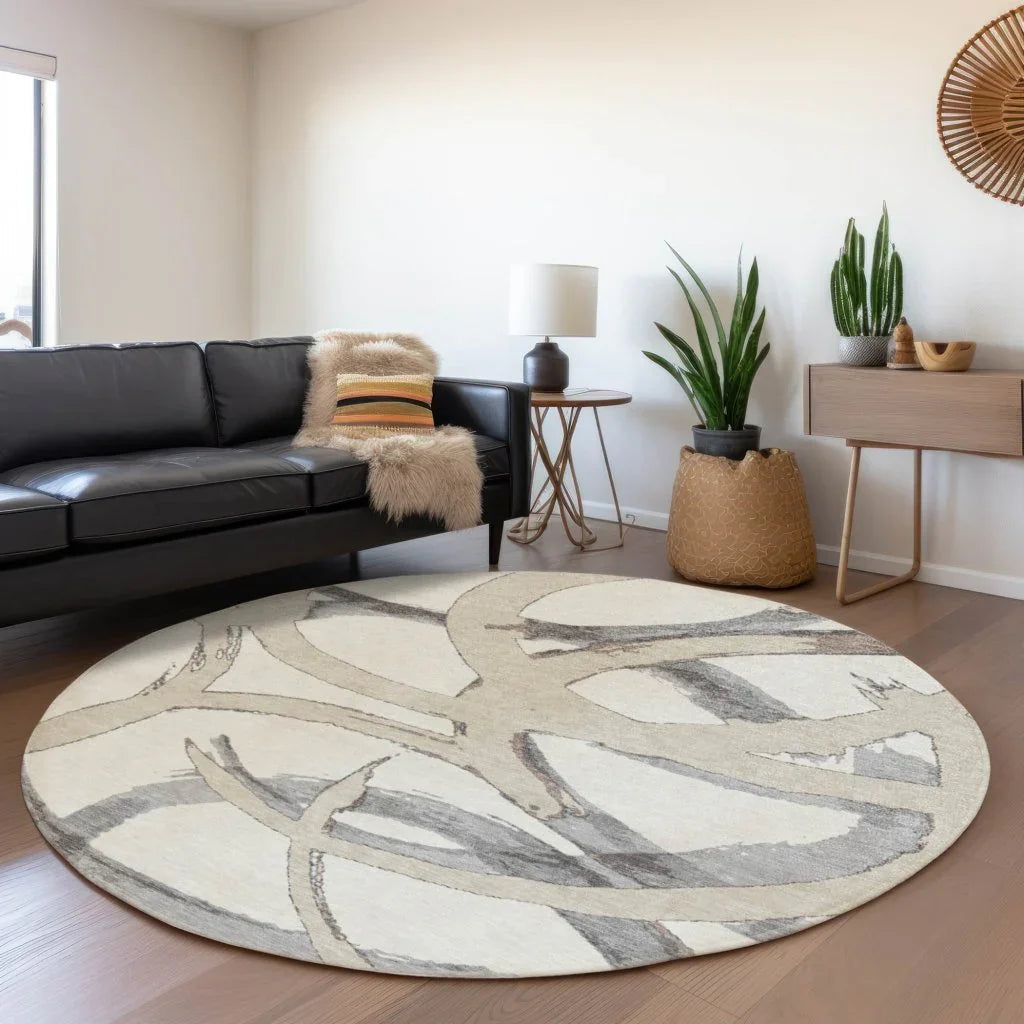 LOOMLAN Rugs Aloura Ivory Washable Indoor-Outdoor Rug