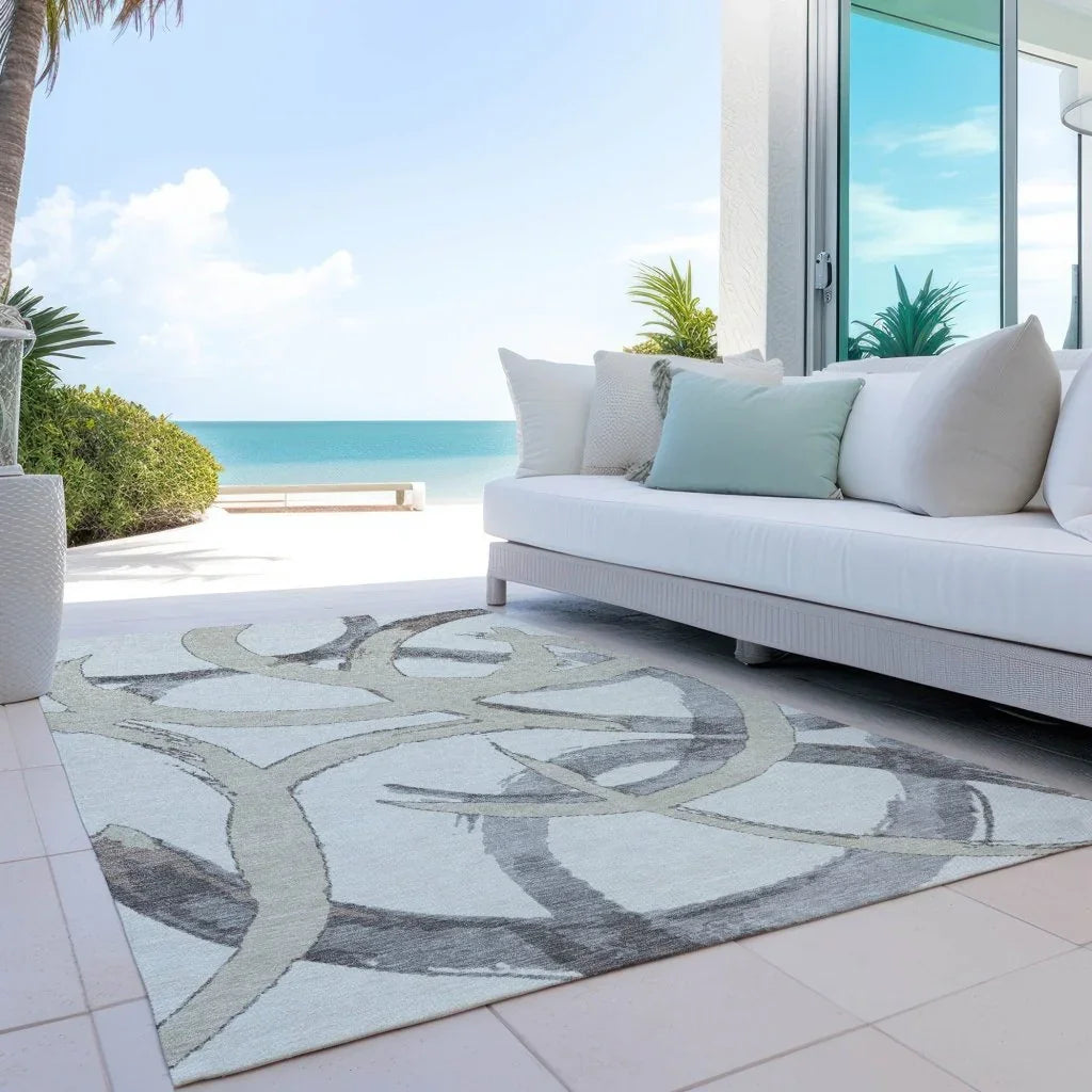 LOOMLAN Rugs Aloura Ivory Washable Indoor-Outdoor Rug