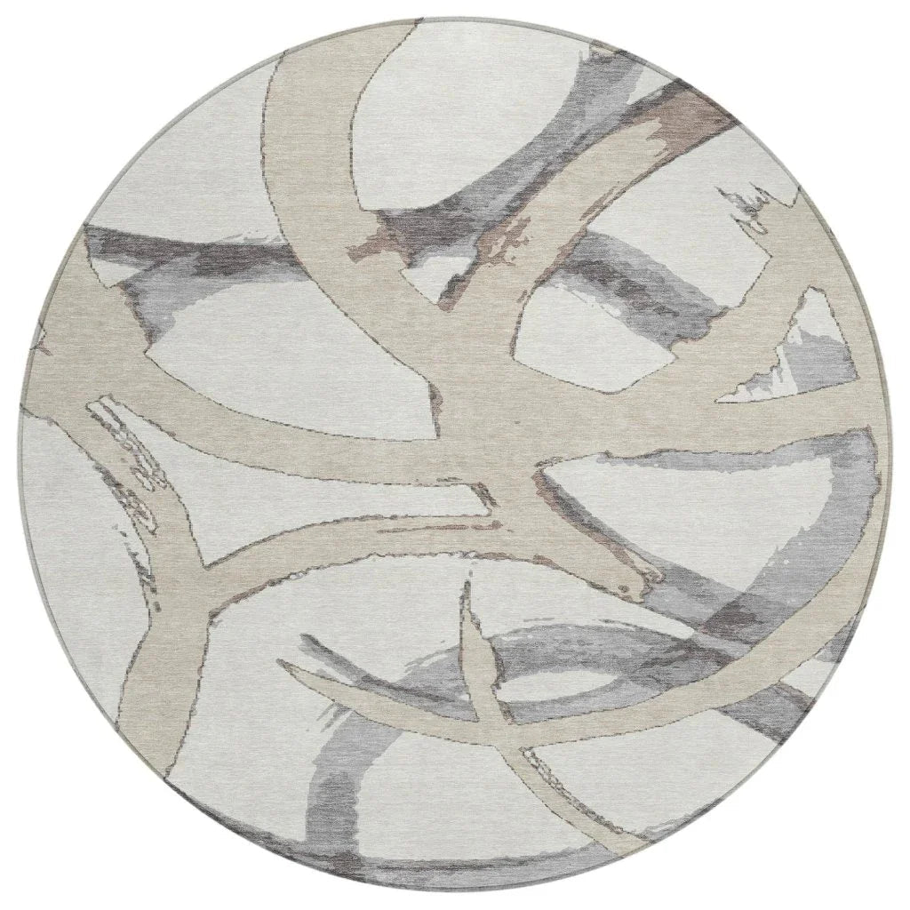 LOOMLAN Rugs Aloura Ivory Washable Indoor-Outdoor Rug