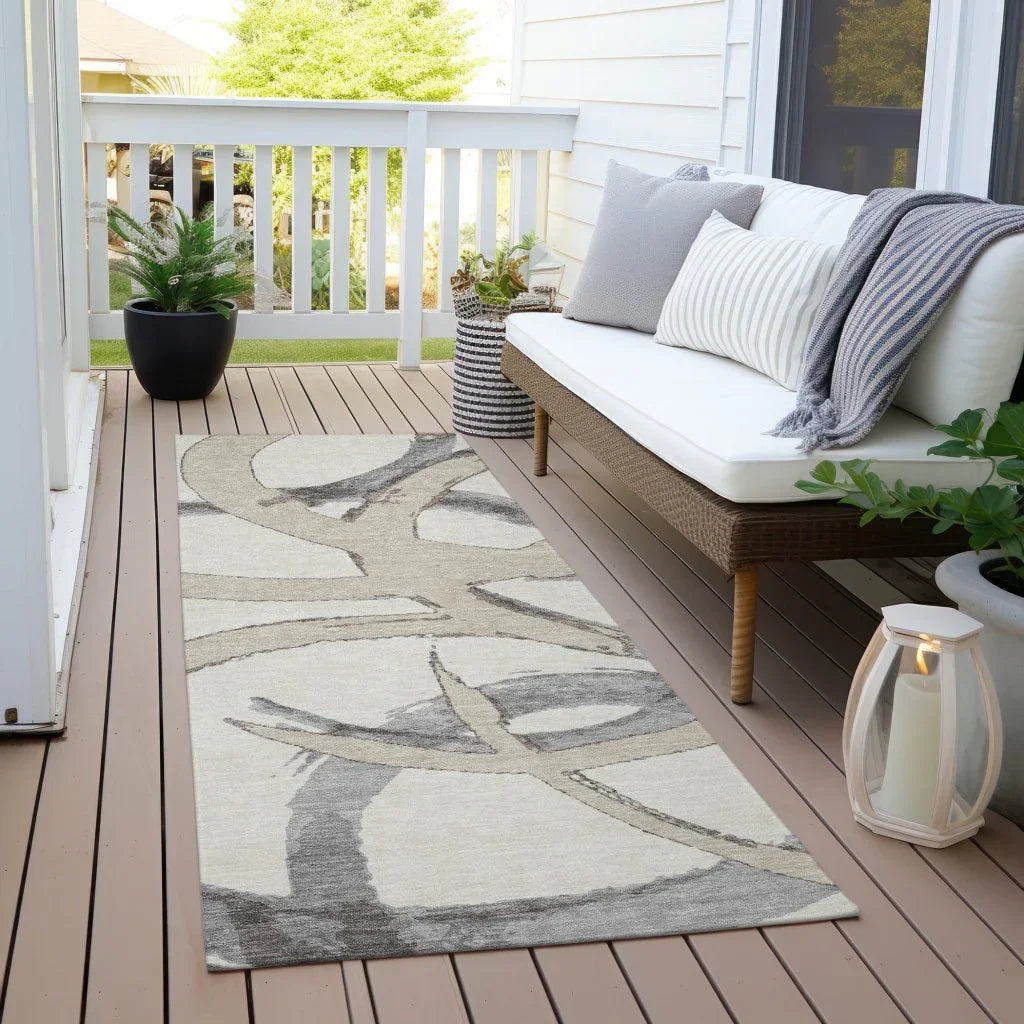 LOOMLAN Rugs Aloura Ivory Washable Indoor-Outdoor Rug