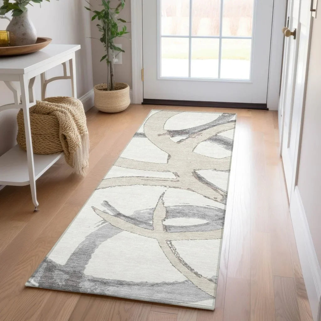 LOOMLAN Rugs Aloura Ivory Washable Indoor-Outdoor Rug