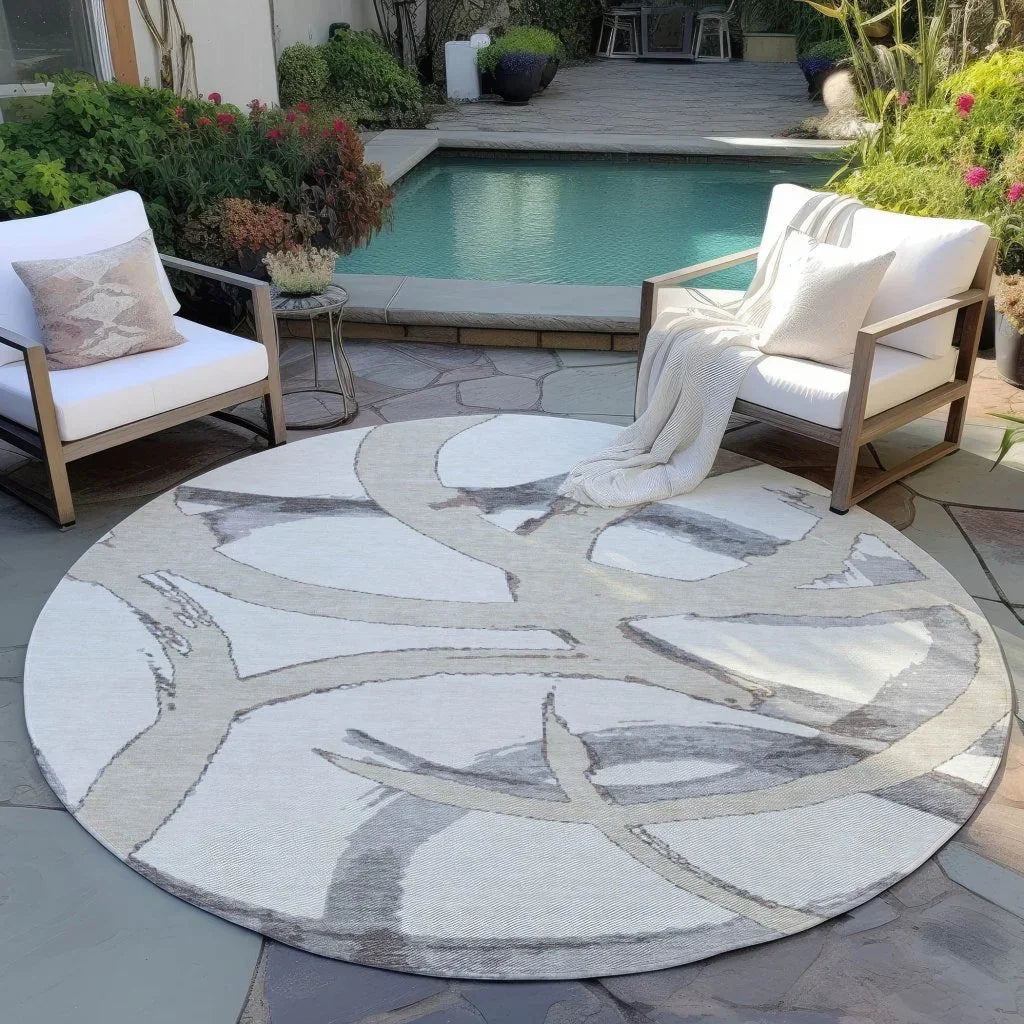 LOOMLAN Rugs Aloura Ivory Washable Indoor-Outdoor Rug