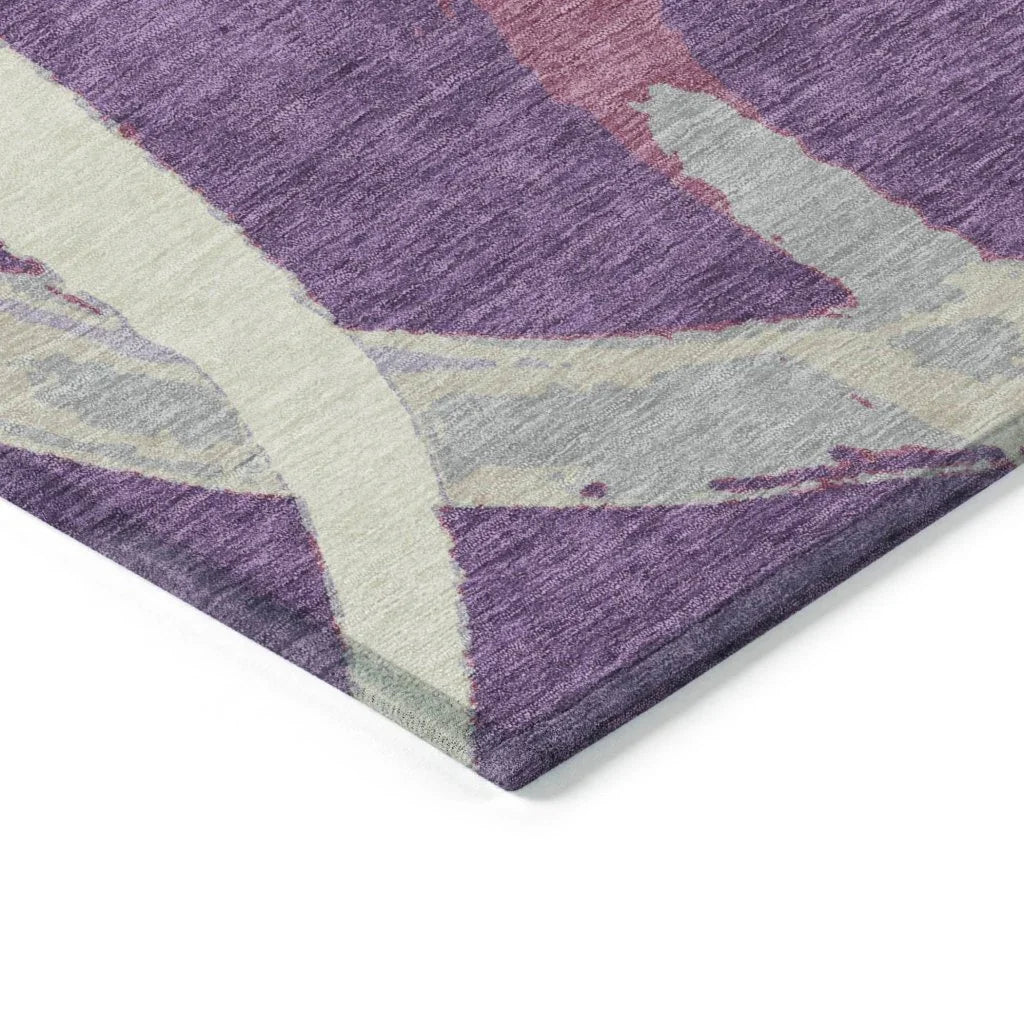 LOOMLAN Rugs Aloura Purple Washable Indoor-Outdoor Rug