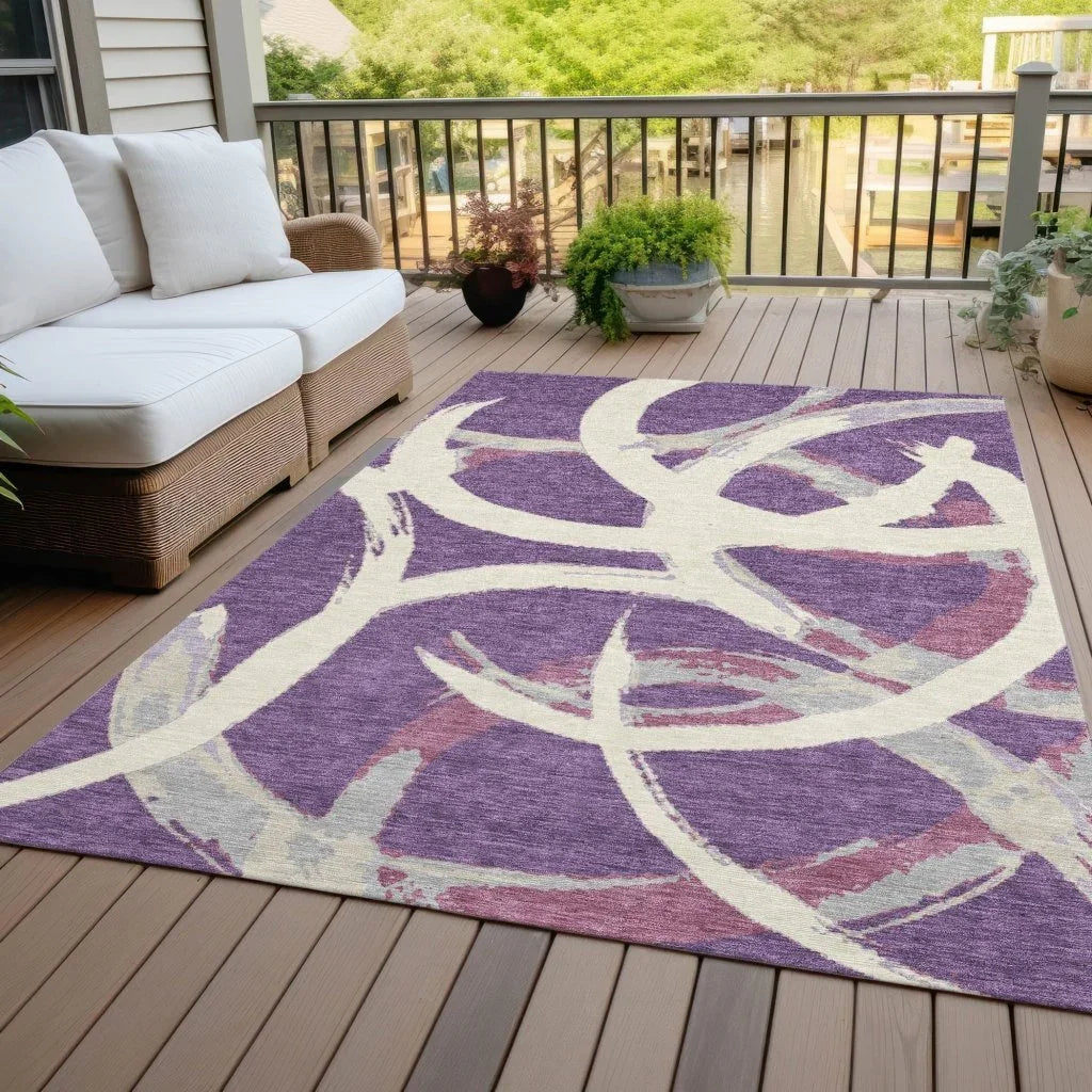 LOOMLAN Rugs Aloura Purple Washable Indoor-Outdoor Rug