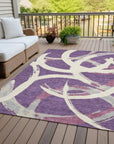 LOOMLAN Rugs Aloura Purple Washable Indoor-Outdoor Rug