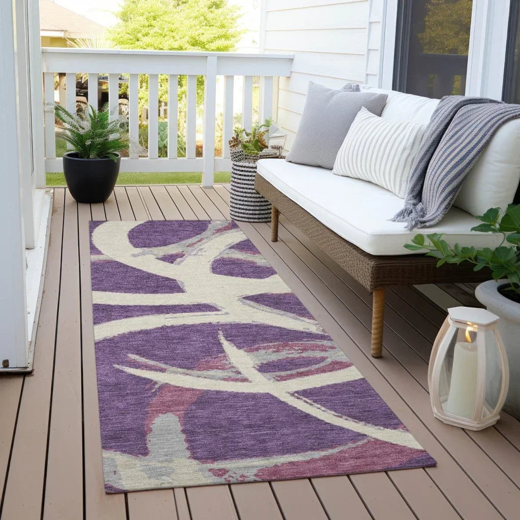 LOOMLAN Rugs Aloura Purple Washable Indoor-Outdoor Rug