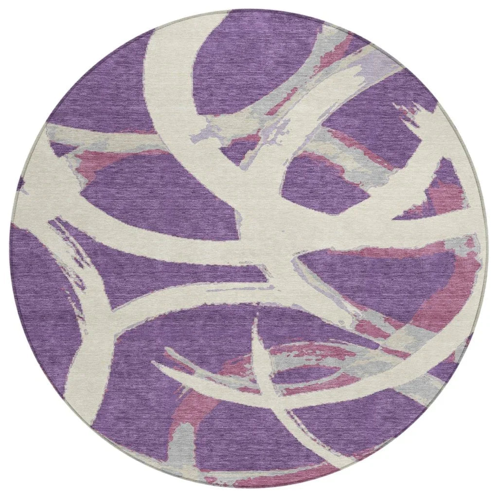LOOMLAN Rugs Aloura Purple Washable Indoor-Outdoor Rug