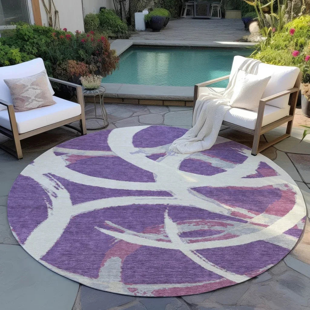 LOOMLAN Rugs Aloura Purple Washable Indoor-Outdoor Rug
