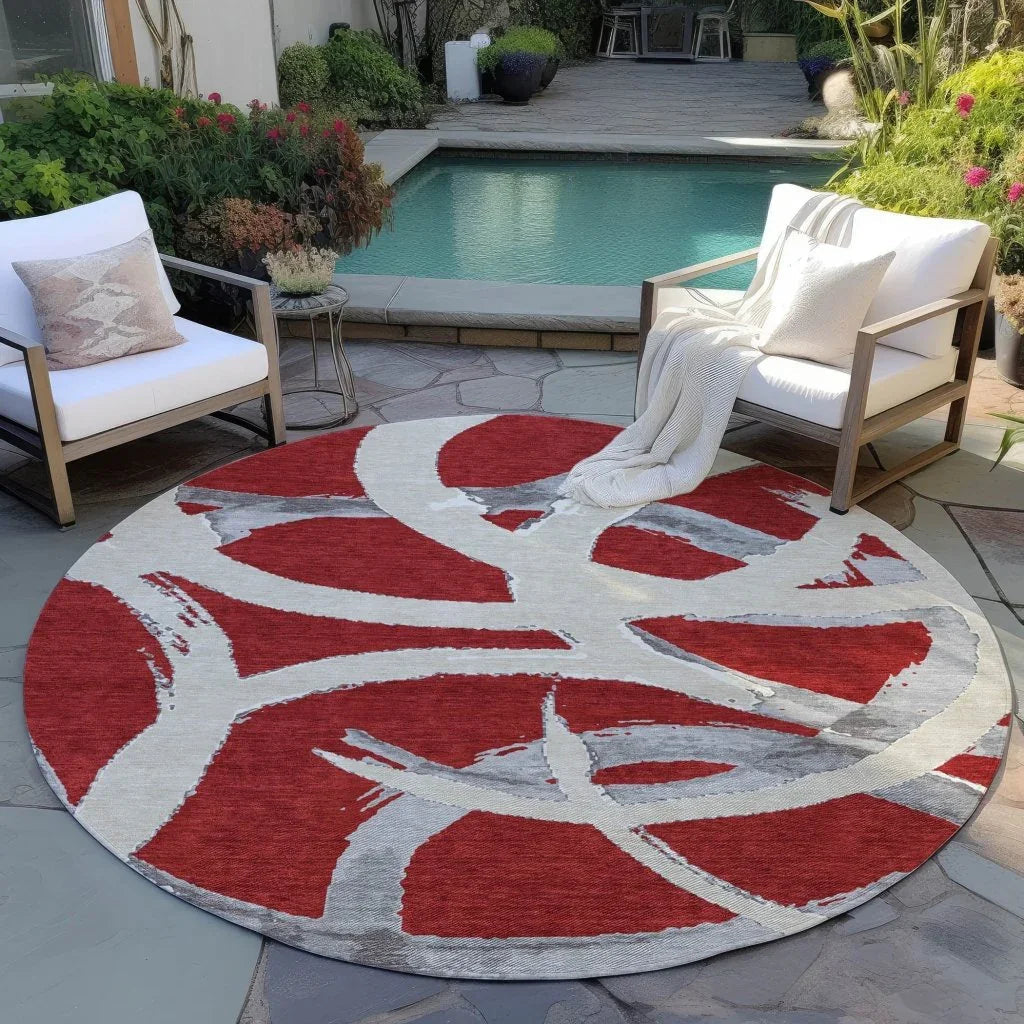 LOOMLAN Rugs Aloura Red Washable Indoor-Outdoor Rug