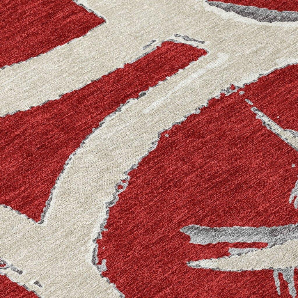 LOOMLAN Rugs Aloura Red Washable Indoor-Outdoor Rug