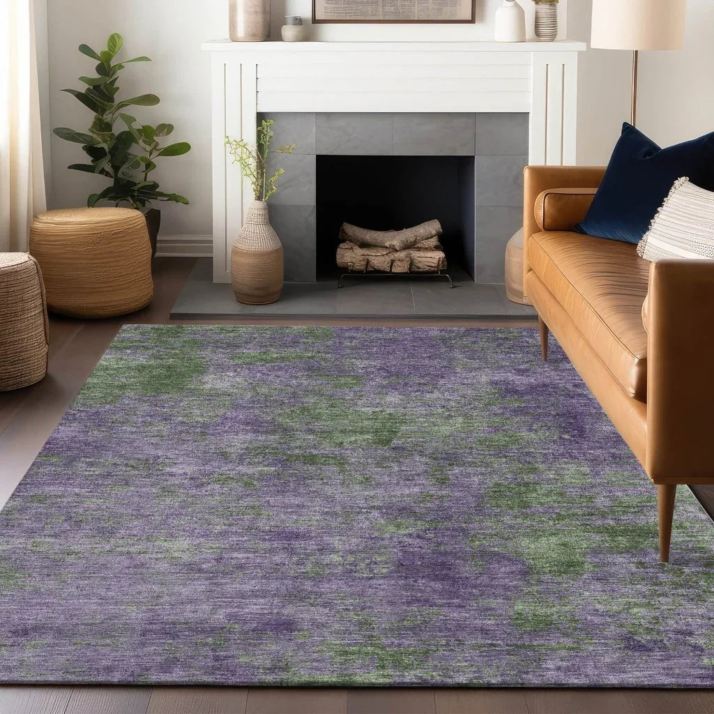 LOOMLAN Rugs Althea Purple Washable Indoor-Outdoor Rug