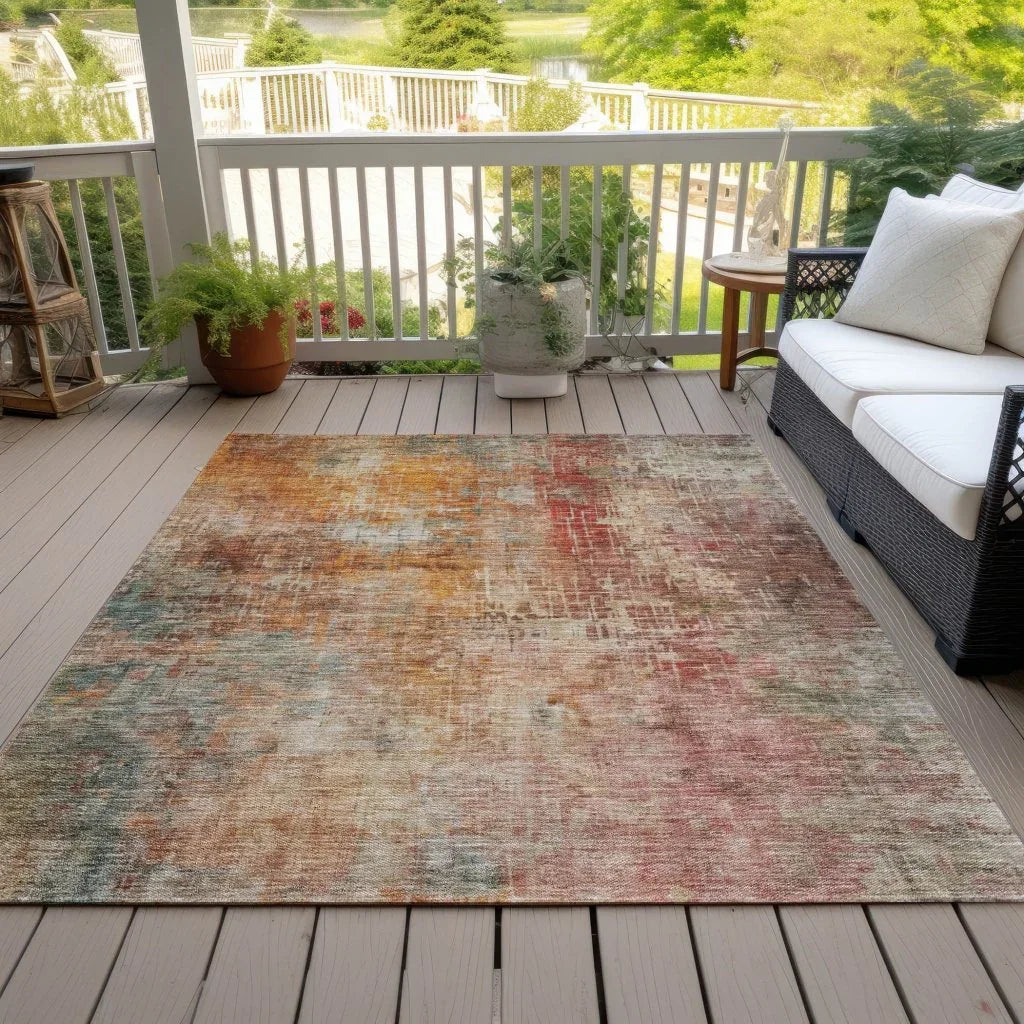 LOOMLAN Rugs Amalina Brown Washable Indoor-Outdoor Rug