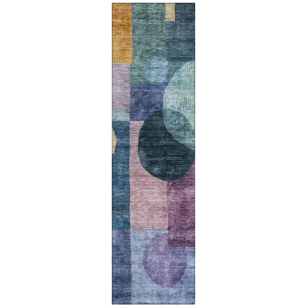 LOOMLAN Rugs Amara Blue Washable Indoor-Outdoor Rug