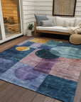LOOMLAN Rugs Amara Blue Washable Indoor-Outdoor Rug