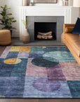 LOOMLAN Rugs Amara Blue Washable Indoor-Outdoor Rug