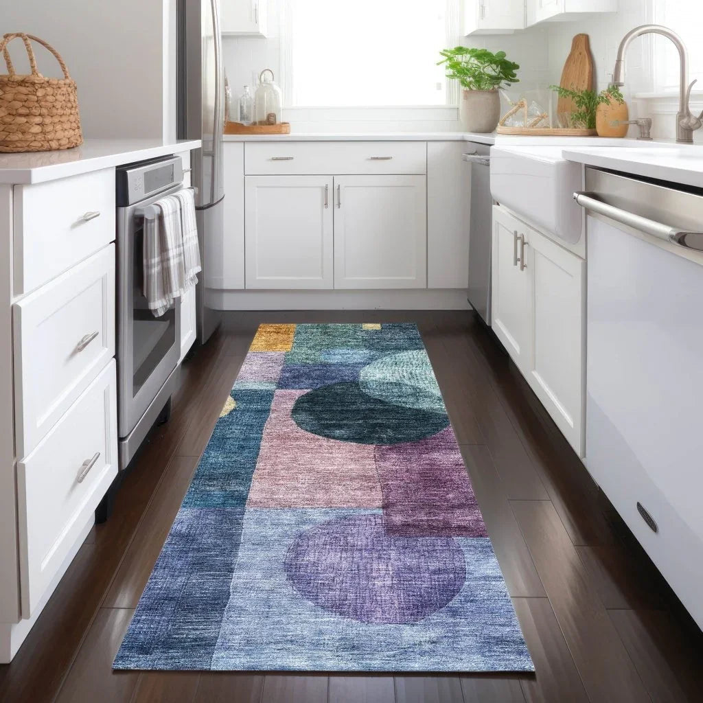 LOOMLAN Rugs Amara Blue Washable Indoor-Outdoor Rug