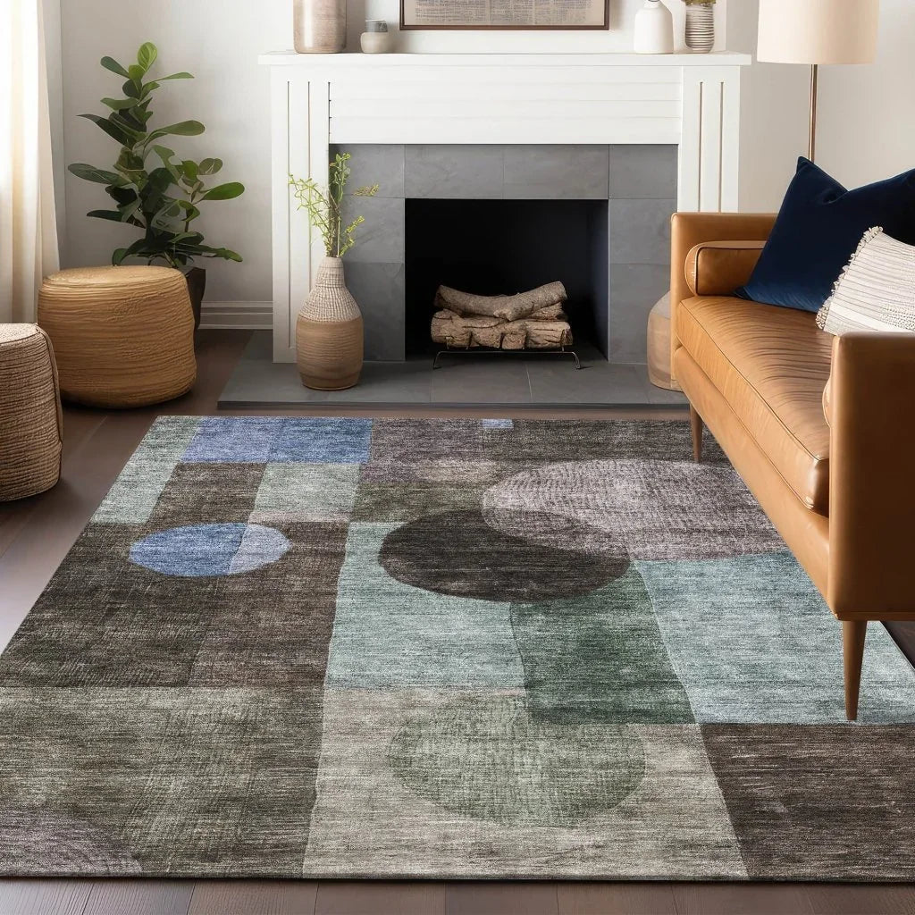 LOOMLAN Rugs Amara Brown Washable Indoor-Outdoor Rug