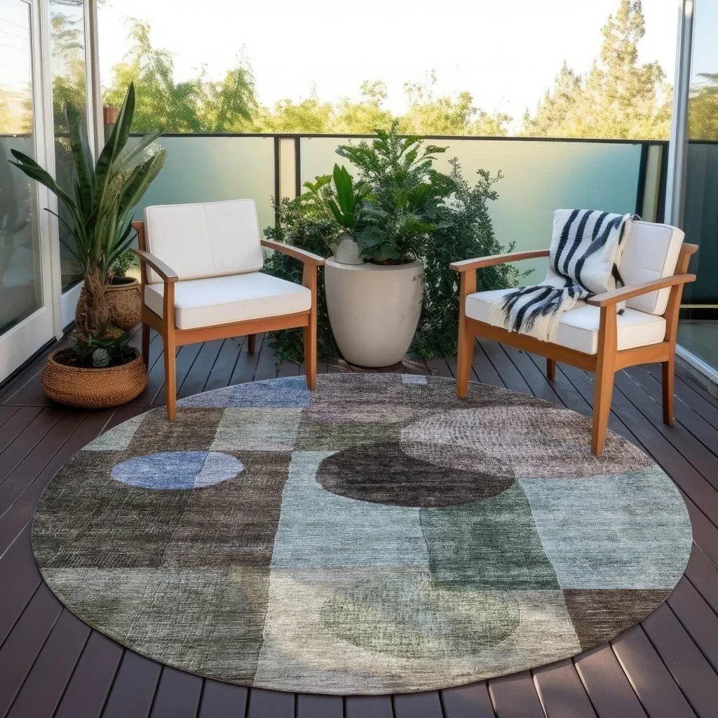 LOOMLAN Rugs Amara Brown Washable Indoor-Outdoor Rug