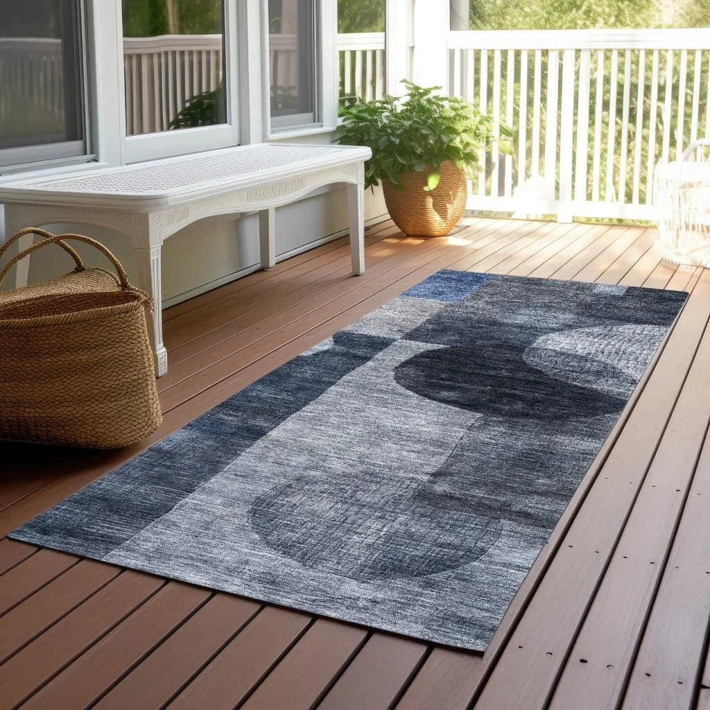 LOOMLAN Rugs Amara Navy Washable Indoor-Outdoor Rug
