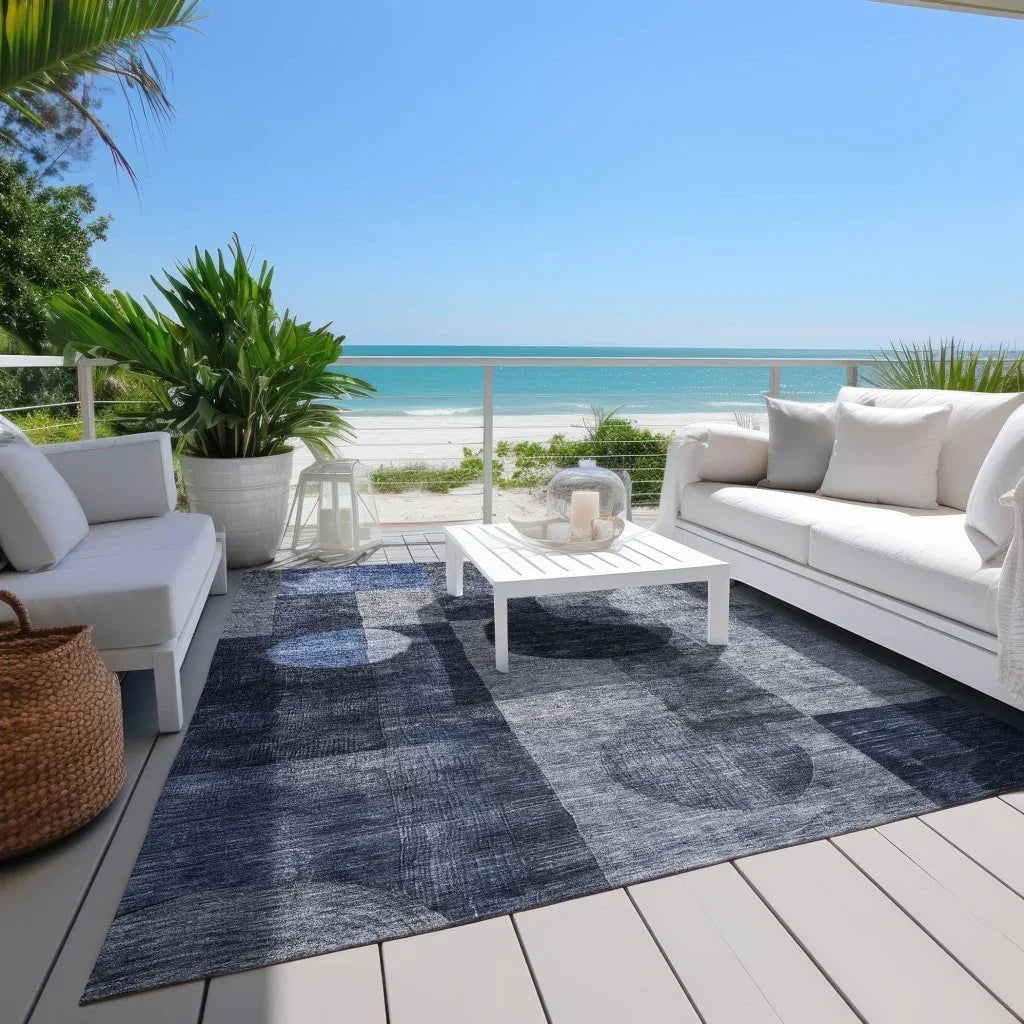 LOOMLAN Rugs Amara Navy Washable Indoor-Outdoor Rug