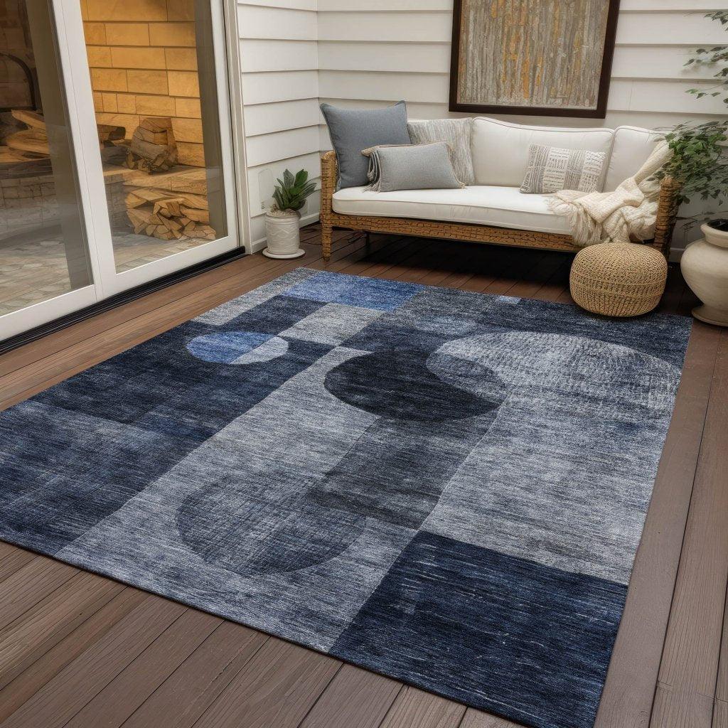 LOOMLAN Rugs Amara Navy Washable Indoor-Outdoor Rug