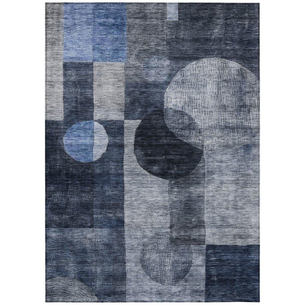 LOOMLAN Rugs Amara Navy Washable Indoor-Outdoor Rug