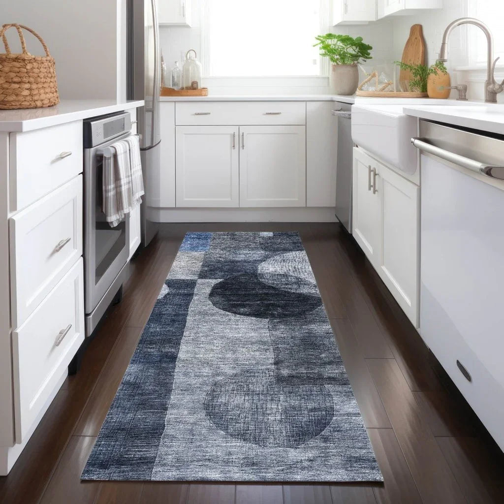 LOOMLAN Rugs Amara Navy Washable Indoor-Outdoor Rug